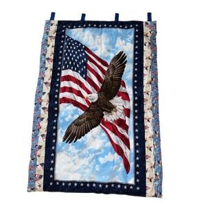 Timeless Treasures Patriotic‎ Wall Hanging Banner Bald Eagle Flag 44x24in July 4